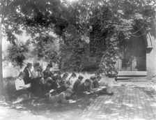 Washington, D.C. public schools, 1st Division - art class sketching outdoors, (1899?). Creator: Frances Benjamin Johnston