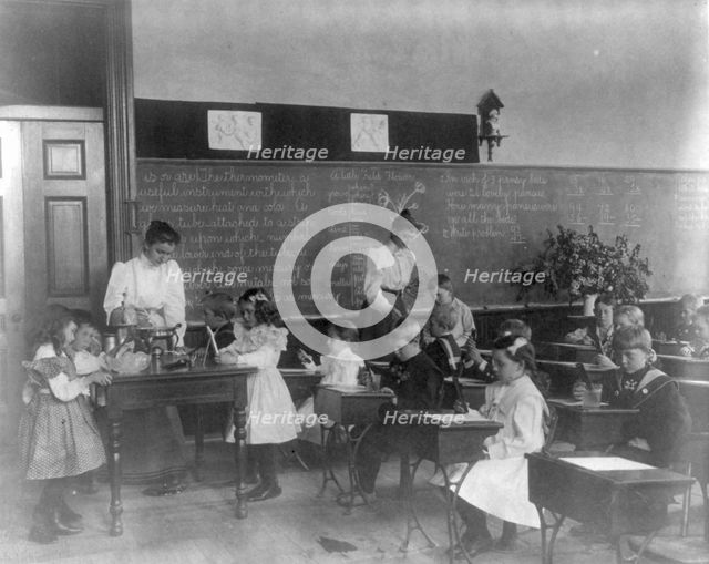 Washington, D.C. public schools, 1st Division - class studying thermometers, (1899?). Creator: Frances Benjamin Johnston.