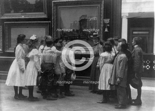 Washington, D.C. public schools - art gallery field trip - viewing painting, (1899?). Creator: Frances Benjamin Johnston.