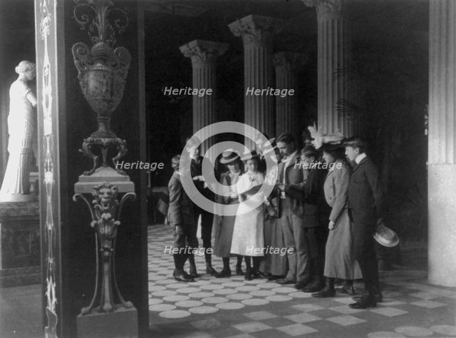 Washington, D.C. public schools - museum field trip - reading brochure, (1899?). Creator: Frances Benjamin Johnston.