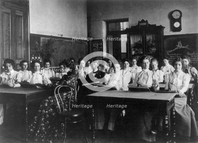 Washington, D.C. public schools - Normal School class examining flowers, (1899?). Creator: Frances Benjamin Johnston.