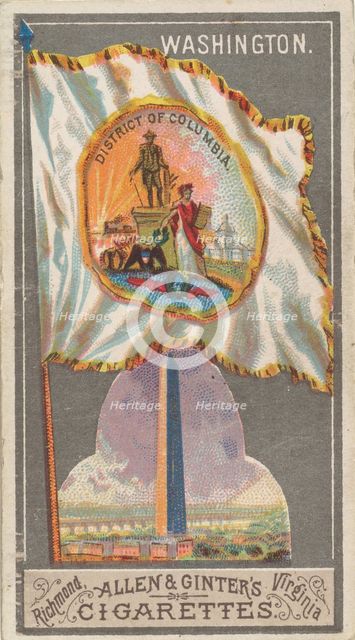 Washington, from the City Flags series (N6) for Allen & Ginter Cigarettes Brands, 1887. Creator: Allen & Ginter.