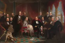 Washington Irving and his Literary Friends at Sunnyside, 1864. Creator: Christian Schussele