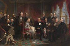 Washington Irving and his Literary Friends at Sunnyside, 1864. Creator: Christian Schussele