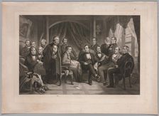 Washington Irving and his Literary Friends at Sunnyside, 1864. Creator: Thomas Oldham Barlow (British, 1824-1889)
