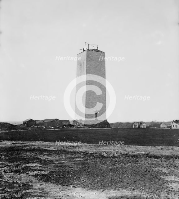 Washington Monument as it stood for 25 years, ca. 1860. Creator: Mathew Brady.