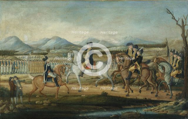 Washington Reviewing the Western Army at Fort Cumberland, Maryland, after 1795. Creator: Frederick Kemmelmeyer.
