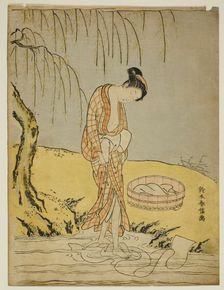 Washing Cloth in a Stream, c. 1768/69. Creator: Suzuki Harunobu