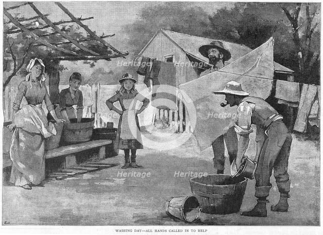 'Washing Day - All Hands Called In To Help', 1889. Artist: Unknown