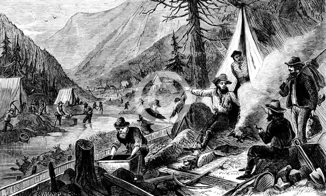 Washing for gold, California, c1850. Artist: Unknown