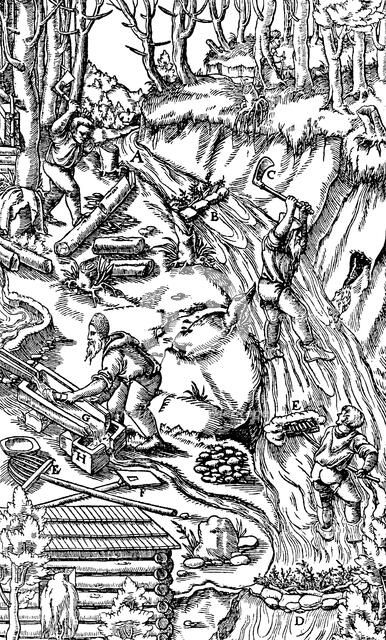 Washing for tin, 1556. Artist: Unknown