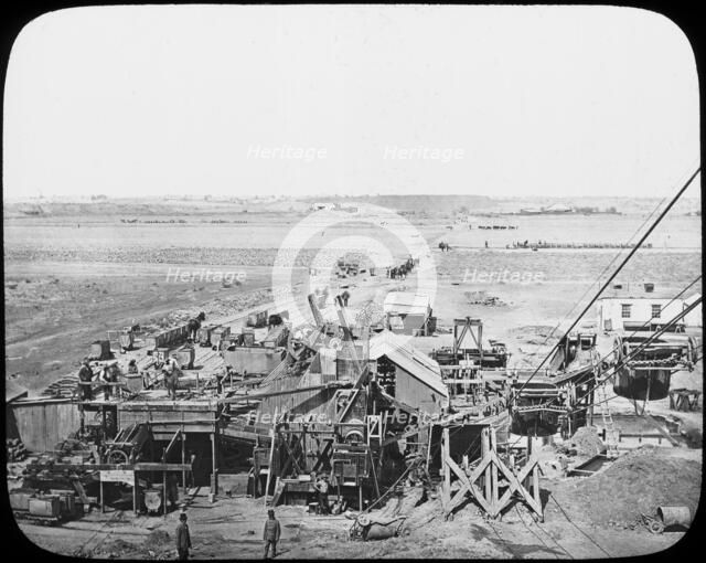 Washing gear and floors at a mine, South Africa, c1890. Artist: Unknown
