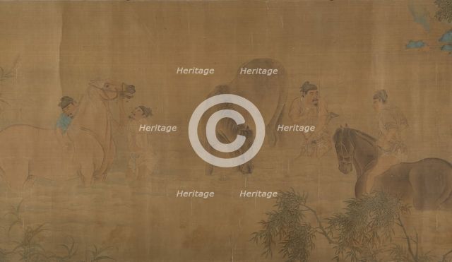 Washing Horses in a River, dated 1309. Creator: Unknown.