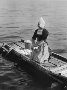 Washing in the Zuider Zee, Volendam, Netherlands, c1934