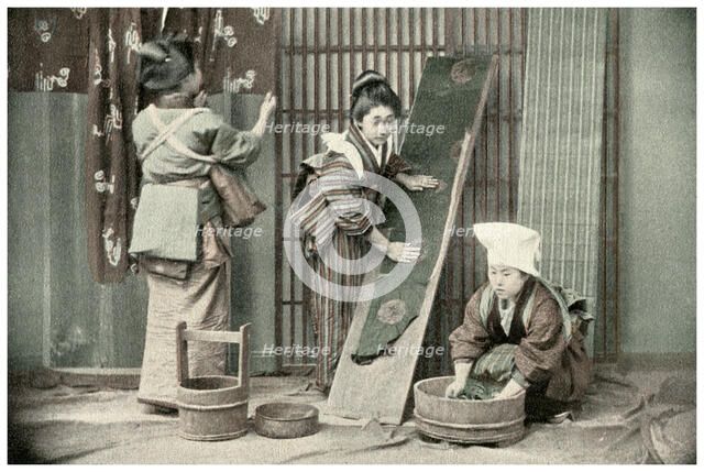 Washing kimonos, Japan, 1904. Artist: Unknown
