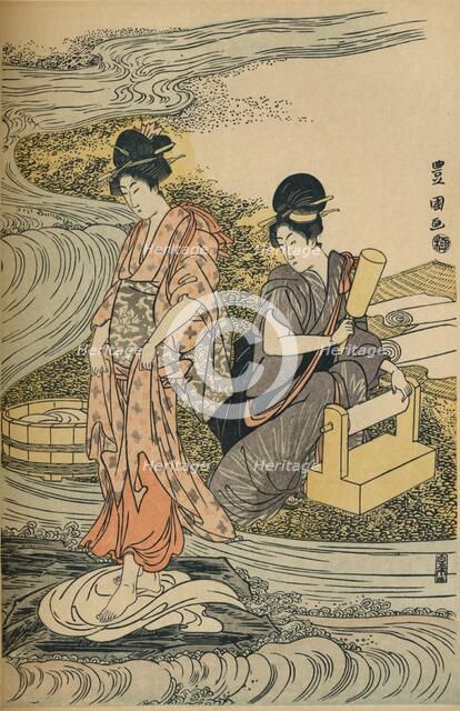 'Washing Linen', c1800. Artist: Utagawa Toyokuni.