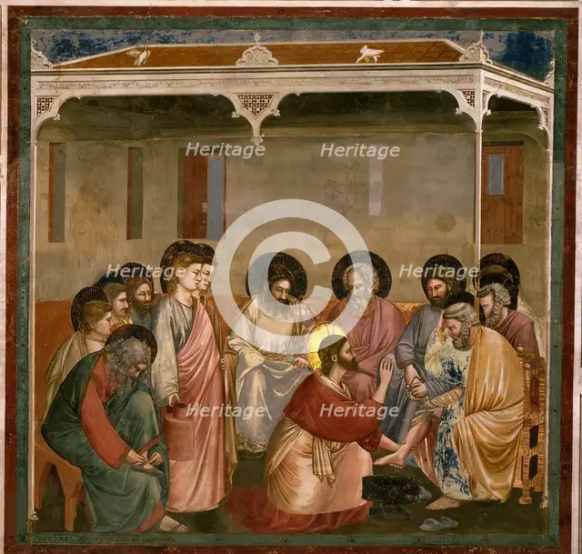 Washing of feet (From the cycles of The Life of Christ), 1304-1306. Creator: Giotto di Bondone (1266-1377).
