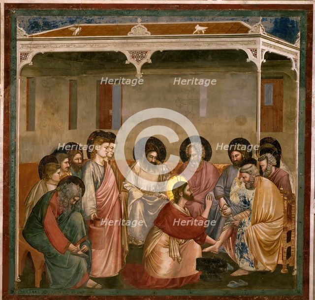 Washing of feet (From the cycles of The Life of Christ), 1304-1306. Creator: Giotto di Bondone (1266-1377).