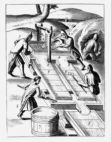 Washing ore to extract gold, 1683