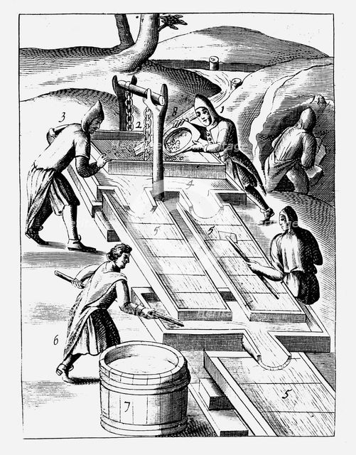 Washing ore to extract gold, 1683. Artist: Unknown