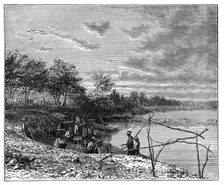 Washing sand for diamonds on the banks of the Vaal River, South Africa, c1890