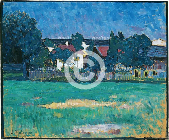 Wasserburg landscape with houses and field, 1907. Artist: Javlensky, Alexei, von (1864-1941)