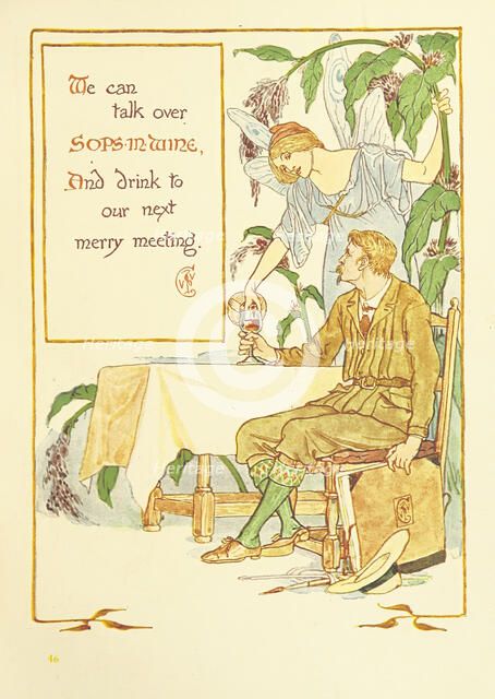 We can talk over Sops-In-Wine, And drink to our next merry meeting, 1899.  Creator: Walter Crane.
