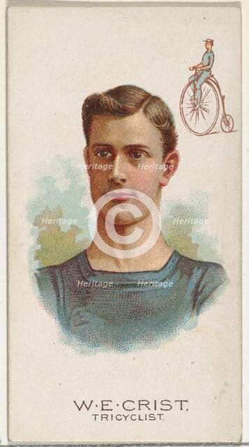 W.E. Crist, Tricyclist, from World's Champions, Series 2 (N29) for Allen & Ginter Cigarett..., 1888. Creator: Allen & Ginter.