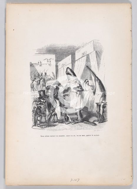 We are going to incise the muscles, saw the bones, in a word, heal the sick from Sc..., ca. 1837-47. Creator: Jean Ignace Isidore Gerard.