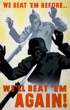 We beat em before..We'll beat em again! WWII poster, between 1939 and 1945. Creators: Central Office of Information, Unknown