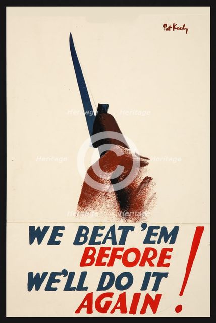 'We beat 'em before. We'll do it again!', World War II poster, between 1939 and 1946. Creators: Central Office of Information, Patrick Keely.