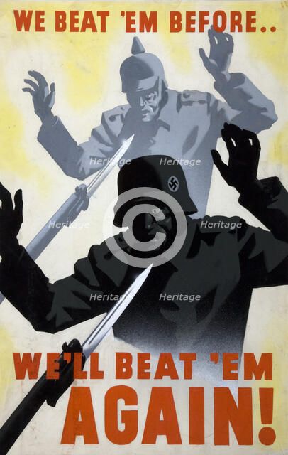 'We beat 'em before..We'll beat 'em again!', WWII poster, between 1939 and 1945. Creators: Central Office of Information, Unknown.