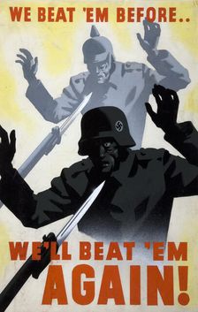 We beat em before..We'll beat em again! WWII poster, between 1939 and 1945. Creators: Central Office of Information, Unknown