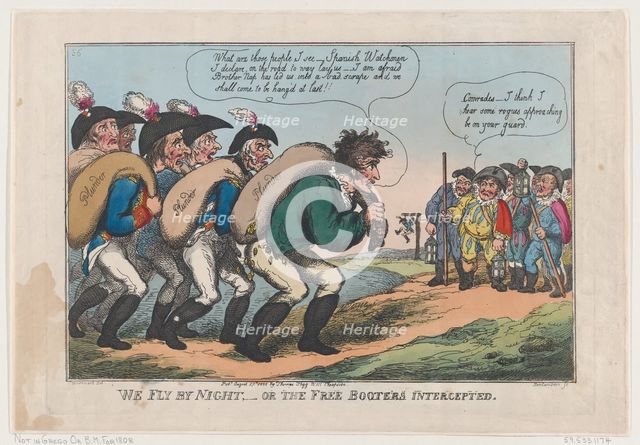 We Fly By Night, Or The Free Booters Intercepted, August 27, 1808., August 27, 1808. Creator: Thomas Rowlandson.