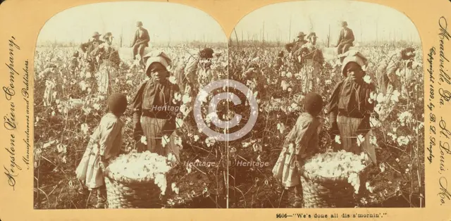 We'se done all dis's Mornin'." [Girls with basket of cotton in the field], (1868-1900?). Creator: Unknown.