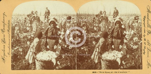 We'se done all dis's Mornin'." [Girls with basket of cotton in the field], (1868-1900?). Creator: Unknown.