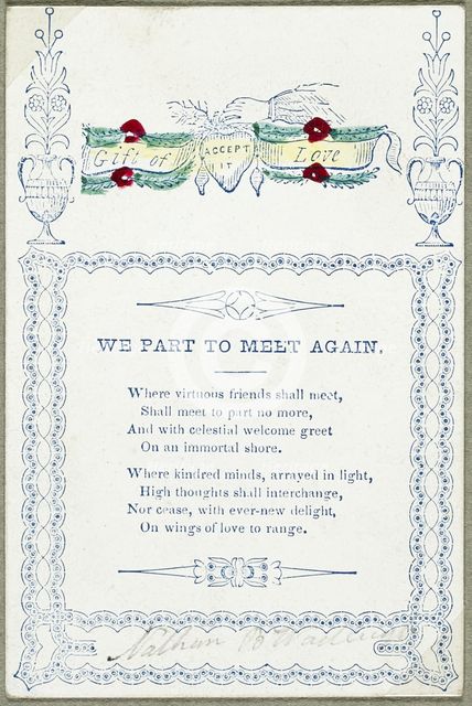 We Part to Meet Again (valentine), c.1830. Creator: Unknown.