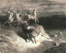 We to those beasts, that rapid strode along, drew near, when Chiron took an arrow forth c1890. Creator: Gustave Doré