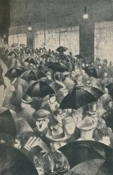 Wet Evening, Oxford Street 1919. Artist: CRW Nevinson
