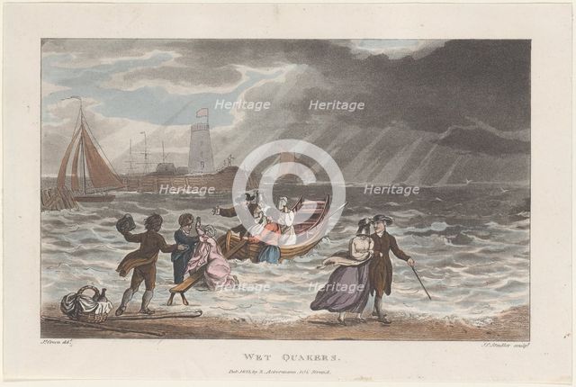 Wet Quakers, from "Poetical Sketches of Scarborough", 1813., 1813. Creators: Thomas Rowlandson, Joseph Constantine Stadler, J. Bluck.