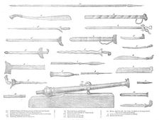 Weapons used by the Malays of Perak, 1876. Creator: Unknown