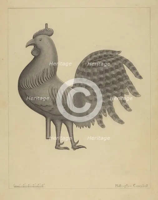Weather Vane - Cock, 1935/1942. Creator: Rollington Campbell.