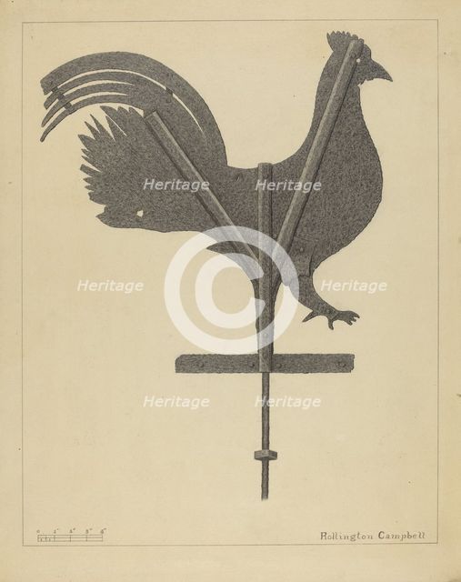 Weather Vane - Cock, c. 1936. Creator: Rollington Campbell.