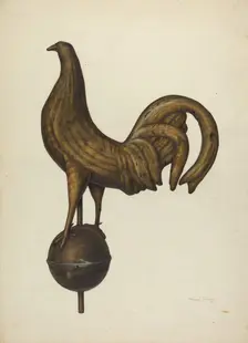 Weather Vane - Cock, c. 1940. Creator: Mina Lowry