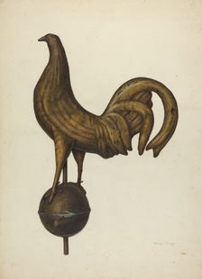 Weather Vane - Cock, c. 1940. Creator: Mina Lowry