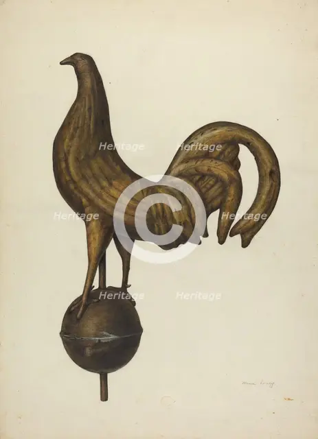Weather Vane - Cock, c. 1940. Creator: Mina Lowry.