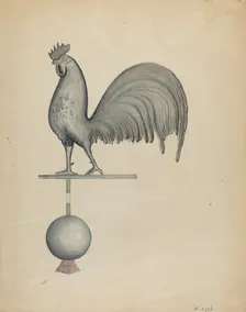 Weather Vane - Iron Rooster, c. 1937. Creator: Albert Eyth