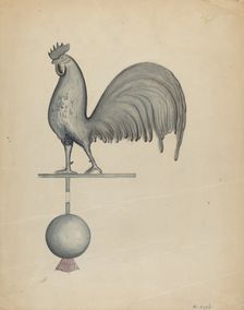 Weather Vane - Iron Rooster, c. 1937. Creator: Albert Eyth