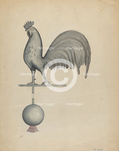 Weather Vane - Iron Rooster, c. 1937. Creator: Albert Eyth.