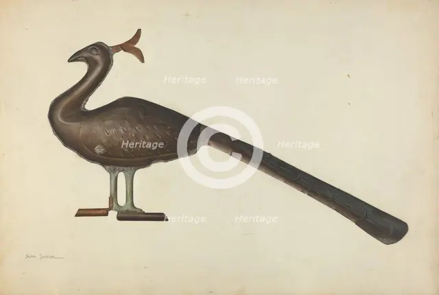 Weather Vane Peacock, c. 1939. Creator: Selma Sandler.
